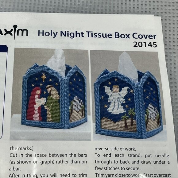 Mary Maxim Sealed Holy Night Nativity Tissue Box Cover Needlepoint Kit 20145 - Picture 2 of 11